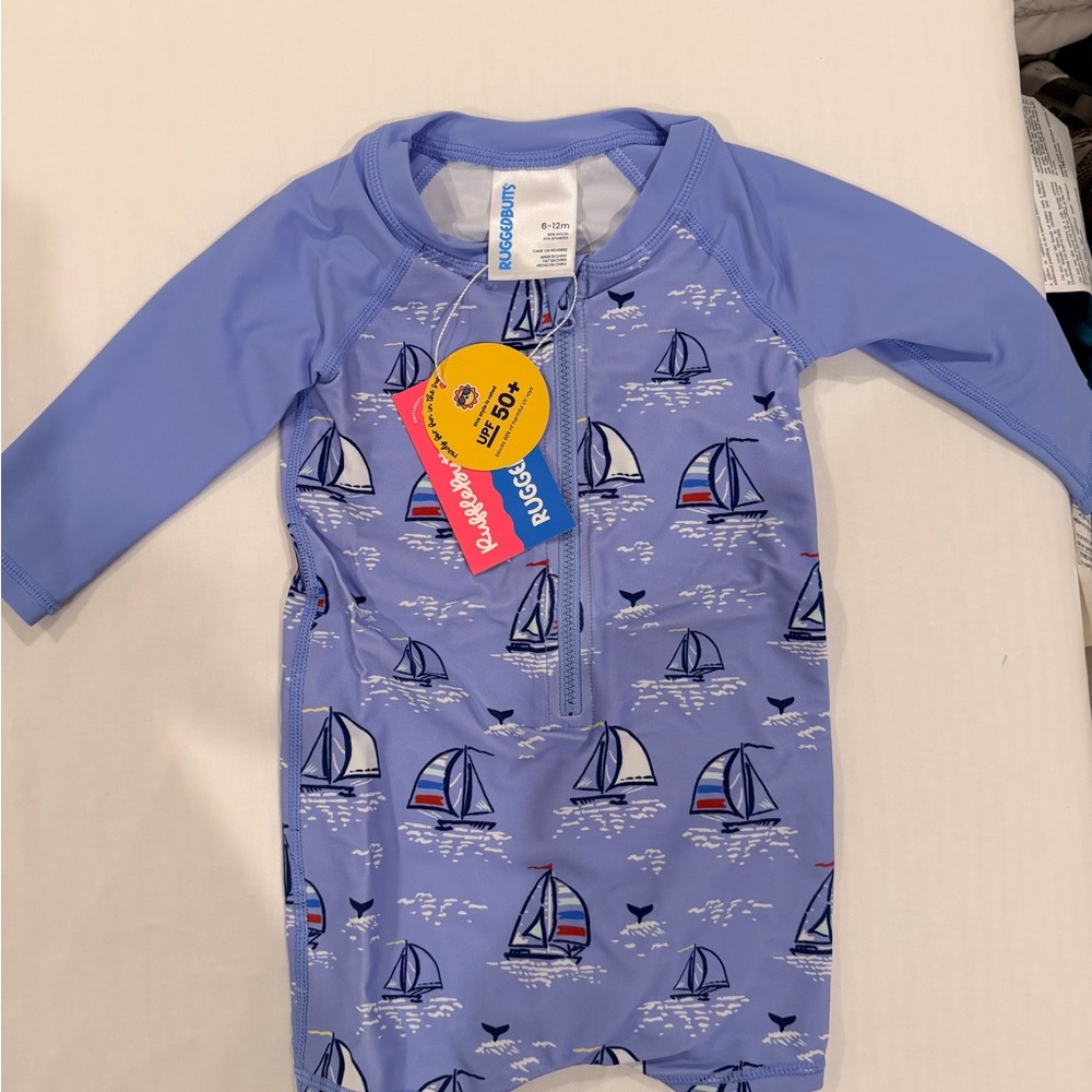 RuggedBear Light Blue Sailboat UPF 50+ Kids Rashguard